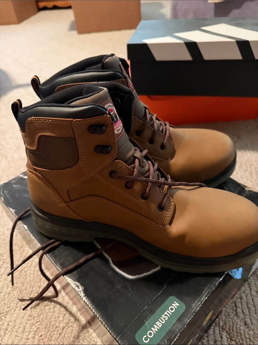 Men's Brown Brahma Steel Toe Work Boots - Durable Lace-Up Safety Boot
